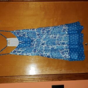 Hollister spagetthi strap dress in blue pink and white, small